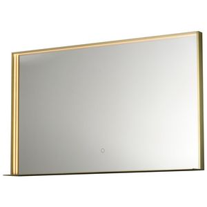 Spiegel op mat goud alu kader 120cm schap en LED verlicht