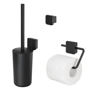 Closetaccessoireset Topaz zwart (rolhouder/borstelgarnituur/haak)