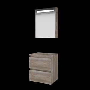 Set PREMIUM-46 onderkast scotch oak 60cm greeploos 2x la tbv opbouwkom spiegelkast geïn. LED-verl. excl. afdekplaat (P46GL60TSO)