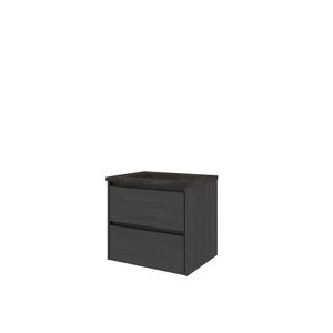 Set Proline hardsteen Elegant wastafel met 1 kraangat onderkast symmetrisch black oak 60x46cm