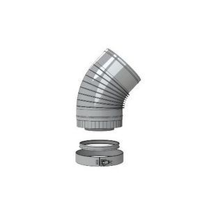 Bocht RVS Ø200/130 45° geribbeld