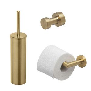 Closetaccessoireset Nemox goud geborsteld (rolhouder/borstelgarnituur/haak)