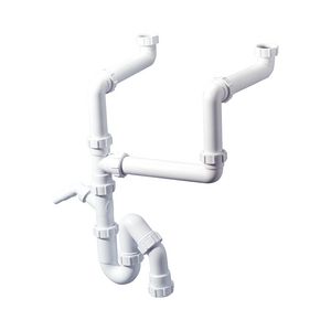 Gootsteenafvoerset dubbel PP wit 1.1/2"x40mm SSK2 + wasmachineaansl. McAlpine
