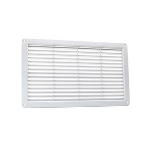 Kunststof ventilatierooster+gaas 370x223mm lichtgrijs
