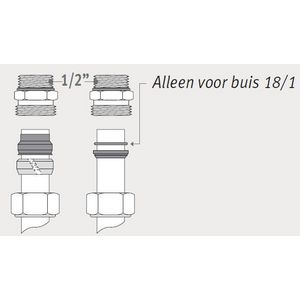 Klemkoppeling staal/CU 1/2"x 15/1 VVE=2