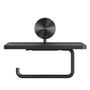 Closetrolhouder enkel zonder klep met planchet metal black OPAL