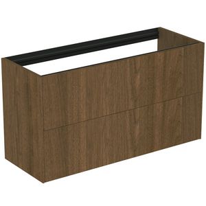 Conca wastafelmeubel 100x37x55cm 2 laden zonder afdekblad dark walnut