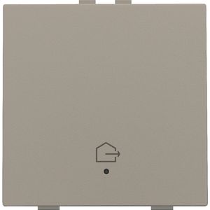 Enkelv. drukknop led symbool "woning verlaten" bronze