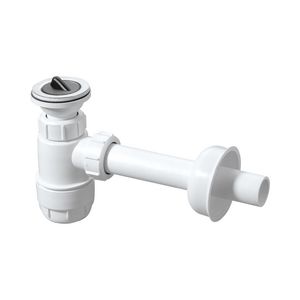 Plugbekersifon PP wit 1.1/4"+muurbuis en rozet 60x32mm McAlpine