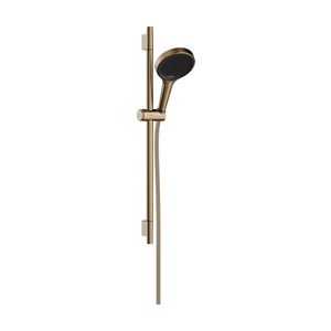Rainfinity Doucheset 130 3 straalsoorten EcoSmart met glijstang S Puro 65cm push-schuifstuk en Designflex textiel doucheslang Brushed Bronze