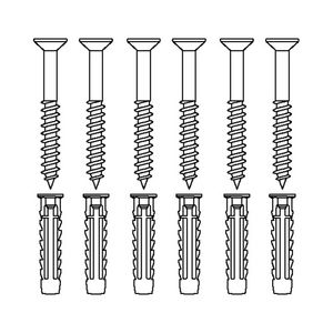 Set bevestigingsmateriaal V8600 6 schroeven 6x70 pluggen SX8 v. massieve muren