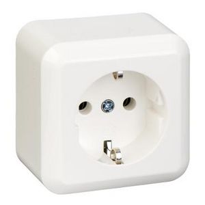 Wandcontactdoos Opbouw 1-voudig Randaarde Polarwit Contura VVE=10