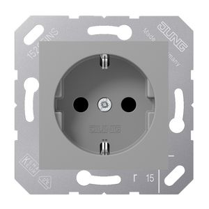 Wandcontactdoos 50x50 grijs slagv. m. besch.cont.