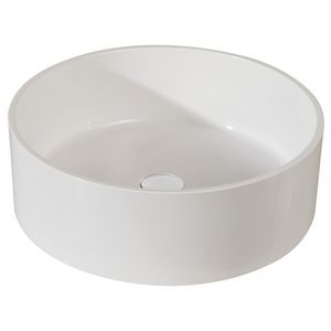 Waskom opbouw rond 37 cm kunstmarmer wit