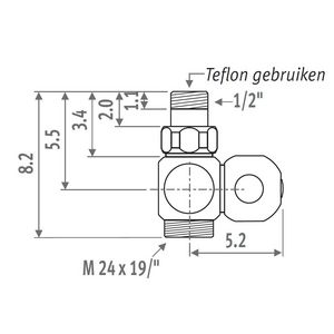 Deco handbediend ventiel recht chroom