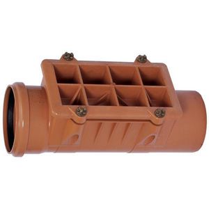 PVC manchet ontstoppingsstuk + klemdeksel 125mm SN4 bruin mof/spie