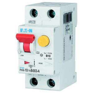 Aardlekautomaat (RCBO) PKN6 B-kar., 10A, 30mA, 2P incl. N, 6 kA, type Eaton