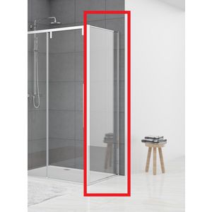 Hoekcabine vaste wand 690-705x2000mm 8mm helder glas chroom muurprofiel soft close