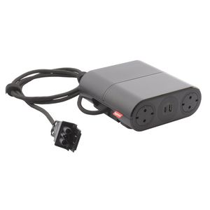 Bureau aansluitunit Link"On uitbr.zwrt 4contactdoos + 2 USB + Wiel.