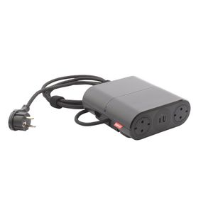 Bureau aansluitunit Link"On zwart 4 contactdoos + 2 USB + Wiel