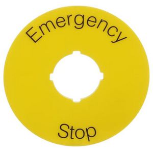Tekstplaatje voor noodstop drukknop
