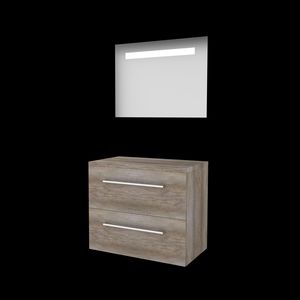 Set ECONOMIC-46 onderkast scotch oak 80cm grepen chroom 2x la tbv opbouwkom spiegel geïn. LED-verl. excl. afdekplaat (E46GR80TSO)