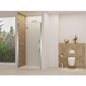 Deur aan vast deel helder glas incl. stang + glasbehandeling 1070-1090x2000mm chroom beslag en greep