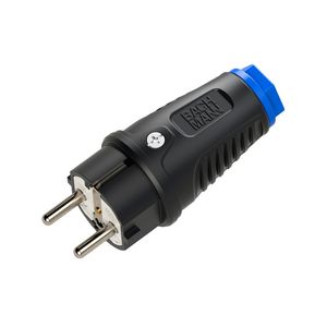 Stekker hybride recht geaard rubber zwart/blauw