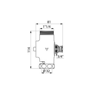 WC niet chr.mm1"1/4 Ø32 inbouw/TC 7sec