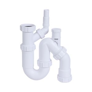 Universeelsifon PP wit 1.1/2"X40mm + beluchter + wasmachineaansl.  McAlpine
