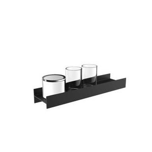 Drievoudige houder Aura 2x drinkglas / zeepdispenser helder zwart