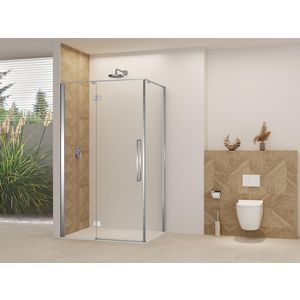 Deur voor hoekcabine helder glas incl. stang + glasbehandeling 1070-1090x2000mm chroom beslag en greep