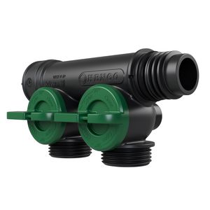 Kunststof leidingverdeler PRO-FLOW koppelbaar 2x P euroconus - draaiknoppen groen