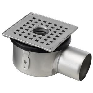 RVS Blucher vloerput v tegelvloer 145x145mm z/u gr 75mm