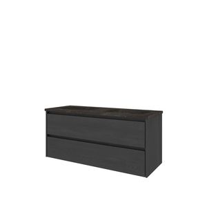Set Proline hardsteen Elegant dubb. wastafel zonder kraangat onderkast symmetrisch black oak 120x46cm
