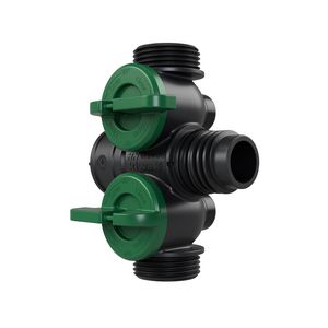 Kunststof leidingverdeler PRO-FLOW koppelbaar 1x PO euroconus - draaiknoppen groen