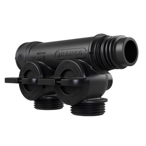 Kunststof leidingverdeler PRO-FLOW koppelbaar 2x P euroconus - draaiknoppen zwart