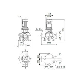 Inlinepomp droog TP 150-390/4 A-F-A-BQQE 37 kW 3x400V