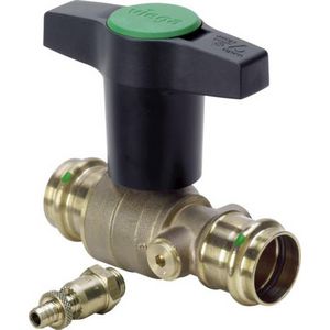 Kogelkraan EASYTOP brons 35mm persaansluiting m.aftap 1/4" kiwa 2275.3