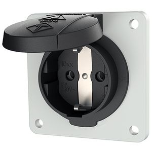 Inbouwcontactdoos 16A 2P+A 230V IP54 SCHUKO zwart met klapdeksel