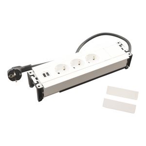 Bureau aansluitunit wand wit 8 mod. 3 contactdoos + 1 USB Multilink