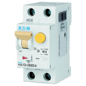 Aardlekautomaat (RCBO) PKN6 B-kar., 13A, 30mA, 2P incl. N, 6 kA, type Eaton