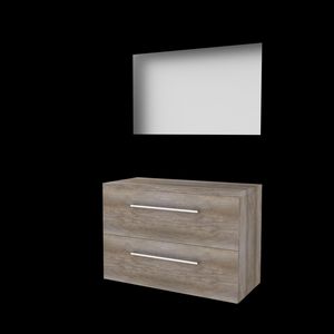 Set ULTIMATE-46 onderkast scotch oak 100cm grepen chroom 2x la tbv opbouwkom spiegel ind. LED-verl. ↑+↓ excl. afdekplaat (U46GR100TSO)