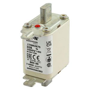 Zekering hoge snelheid 32A AC 1000V 125kA 00 aR IEC VVE=6