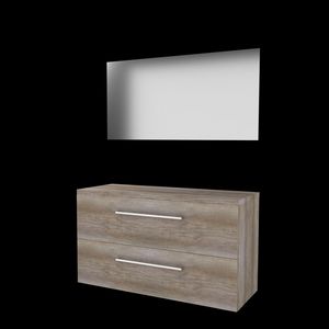 Set ULTIMATE-46 onderkast scotch oak 120cm grepen chroom 2x la tbv opbouwkom spiegel ind. LED-verl. ↑+↓ excl. afdekplaat (U46GR1202TSO)