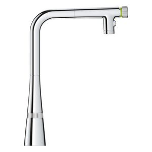 Zedra keukenkraan smartcontrol L-uitloop uittrekbaar dual spray chroom (prof)