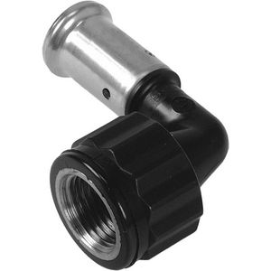 Schroefbus haaks 6PK-X (inox) persaansluiting 16x1/2" bn. kunststof/rvs VVE=10