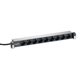 Spanningspaneel 19" 1U 9 x contactdoos duits 230V 16A Actassi 19-C