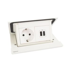 Bureau aansluitunit Pop-up 4 mod. Wit 1 contactdoos + USB