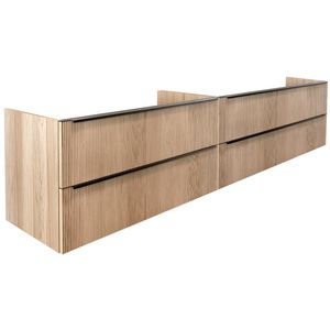 Onderkast v. wastafel WOOD 140x45cm 4x la donker eik / greep type M2 alu.